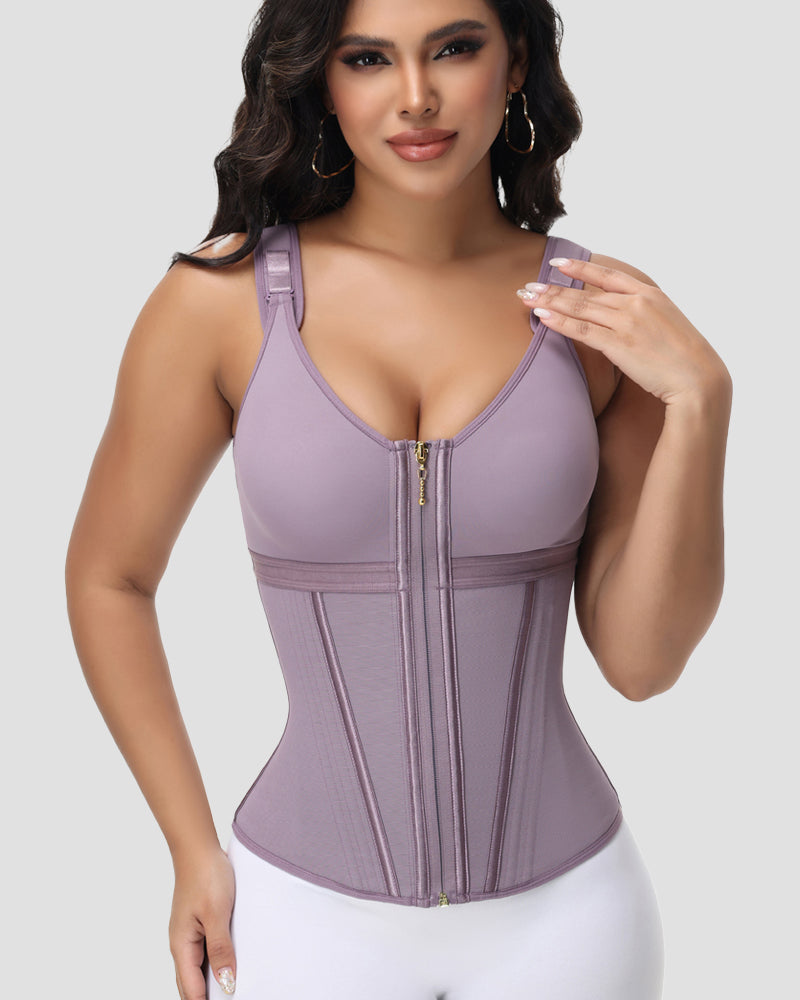 Boned Latex Waist Trainer Vest with Built-in Bra