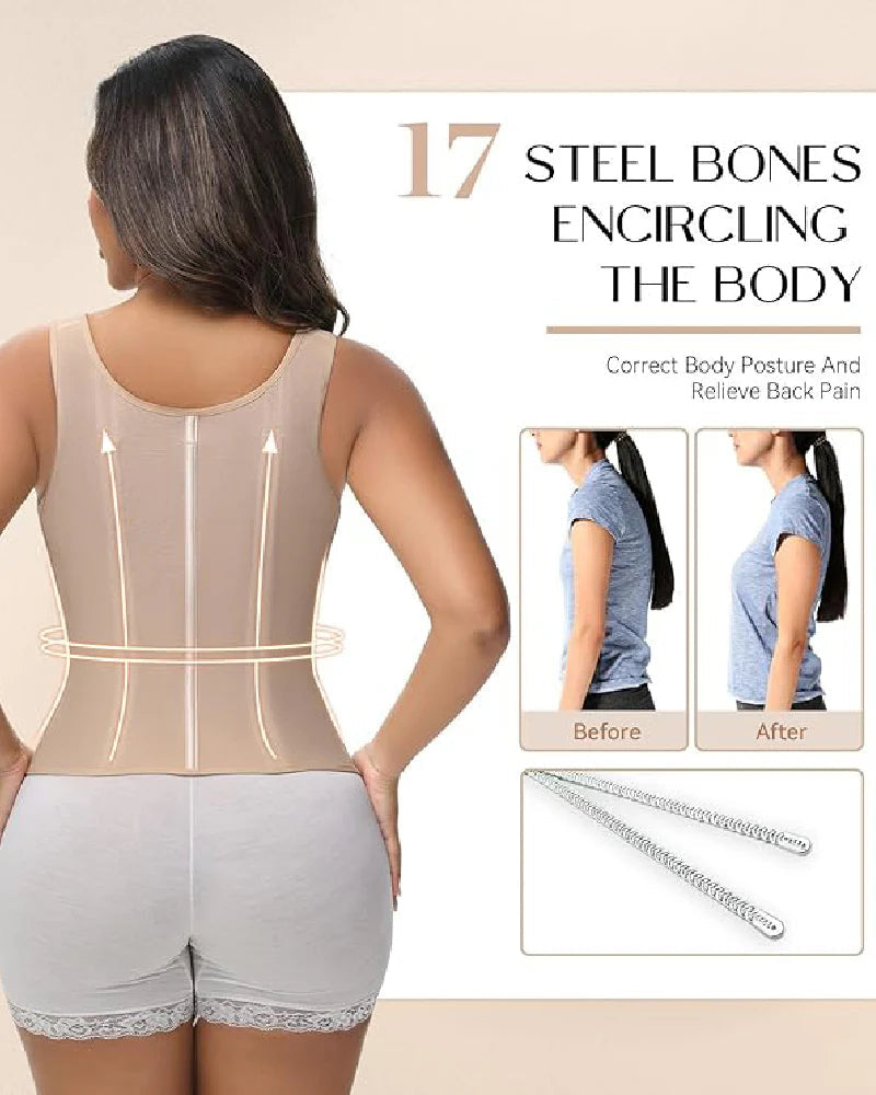 Boned Latex Waist Trainer Vest with Built-in Bra