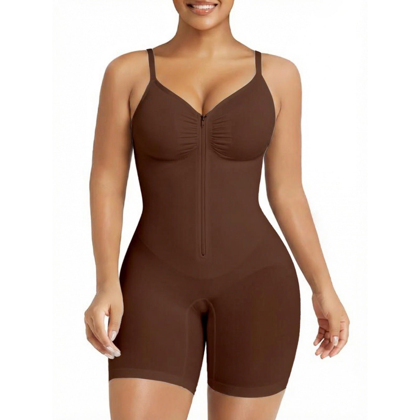 Zip-Up Tummy Control Short Bodysuit