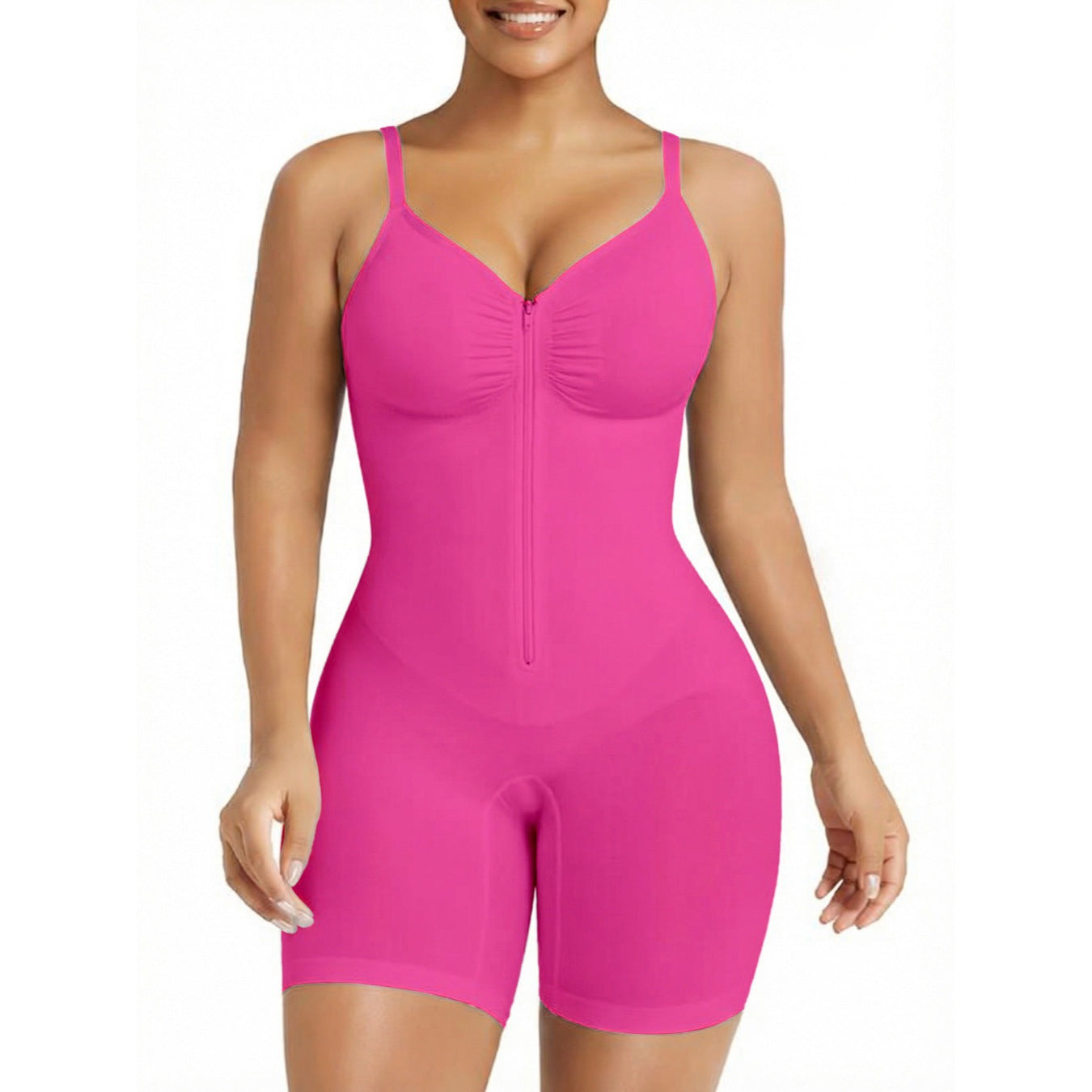 Zip-Up Tummy Control Short Bodysuit