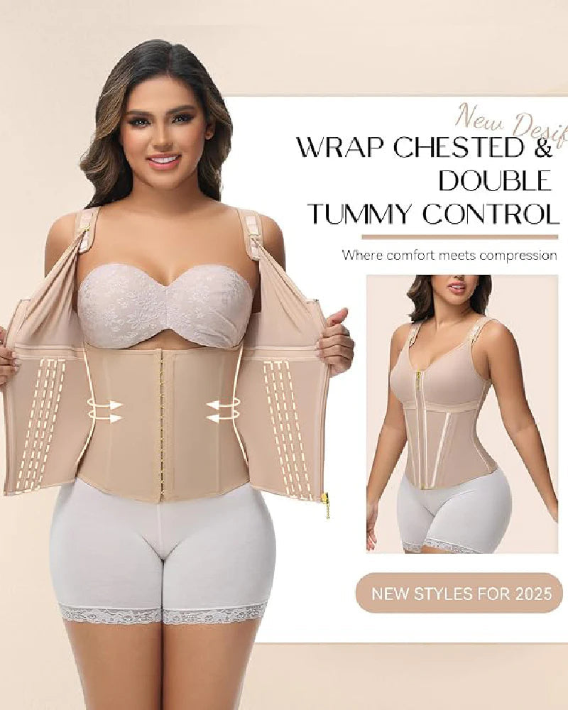 Boned Latex Waist Trainer Vest with Built-in Bra