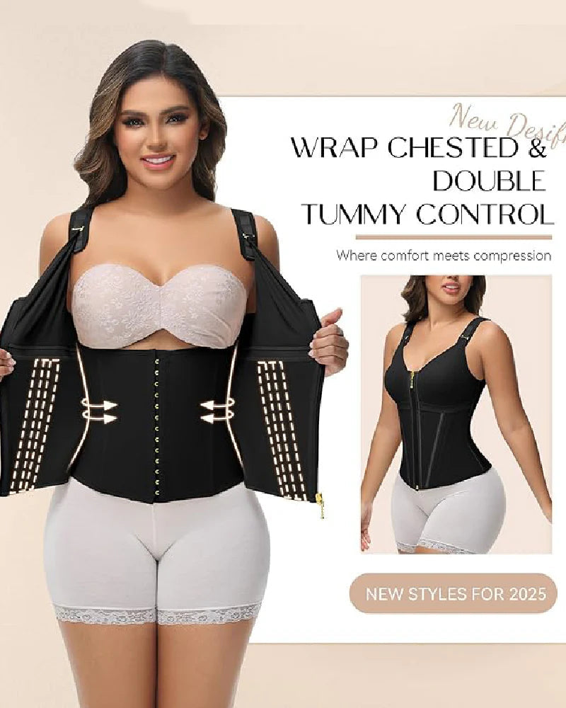 Boned Latex Waist Trainer Vest with Built-in Bra